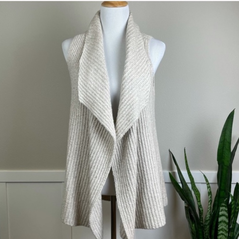 LOFT Long Oat Colored Chunky Knit Sweater Vest Size x small